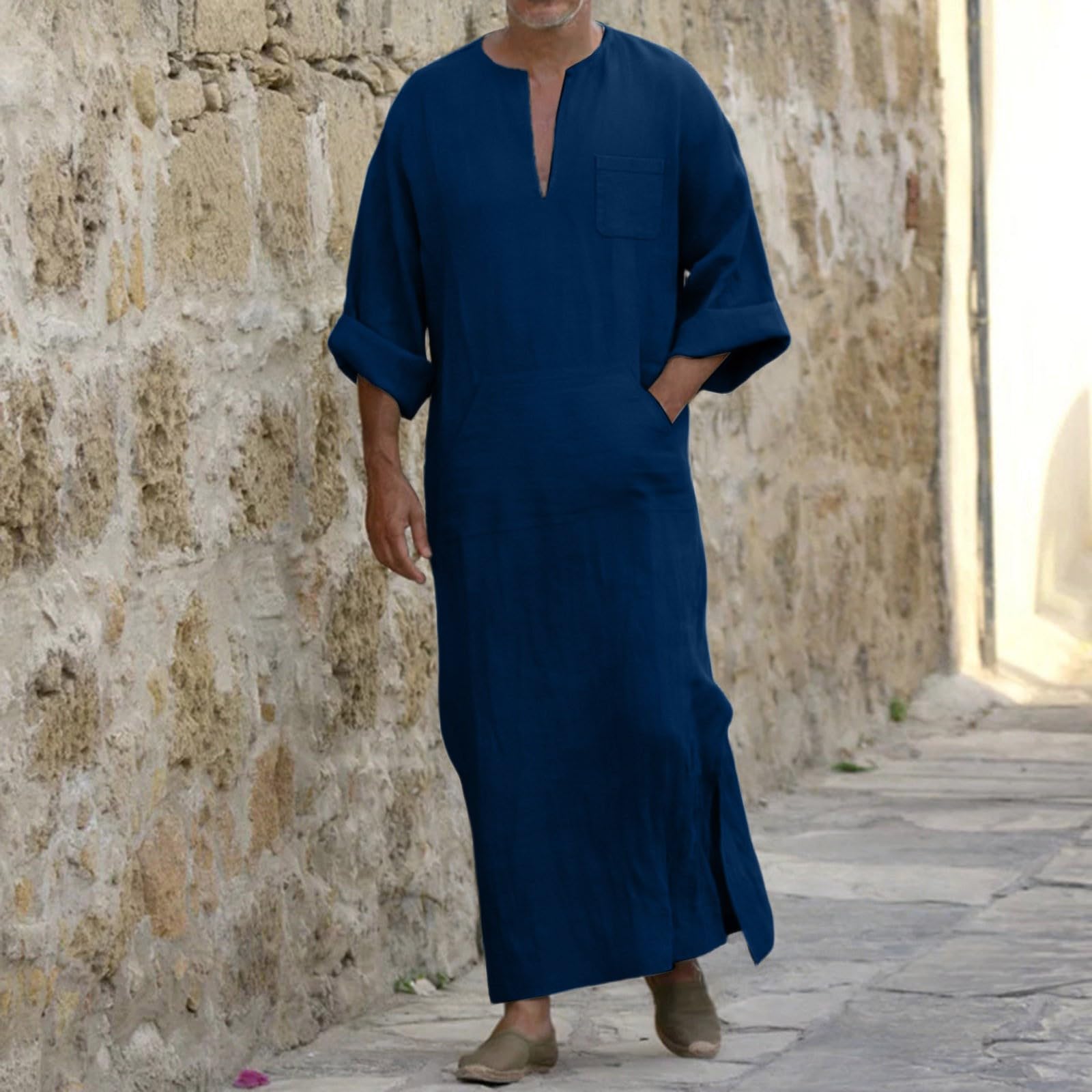 Camicia Tunica in Lino a Maniche Lunghe Moda con estetica Moderna, Casual Minimalista per Comfort Quotidiano