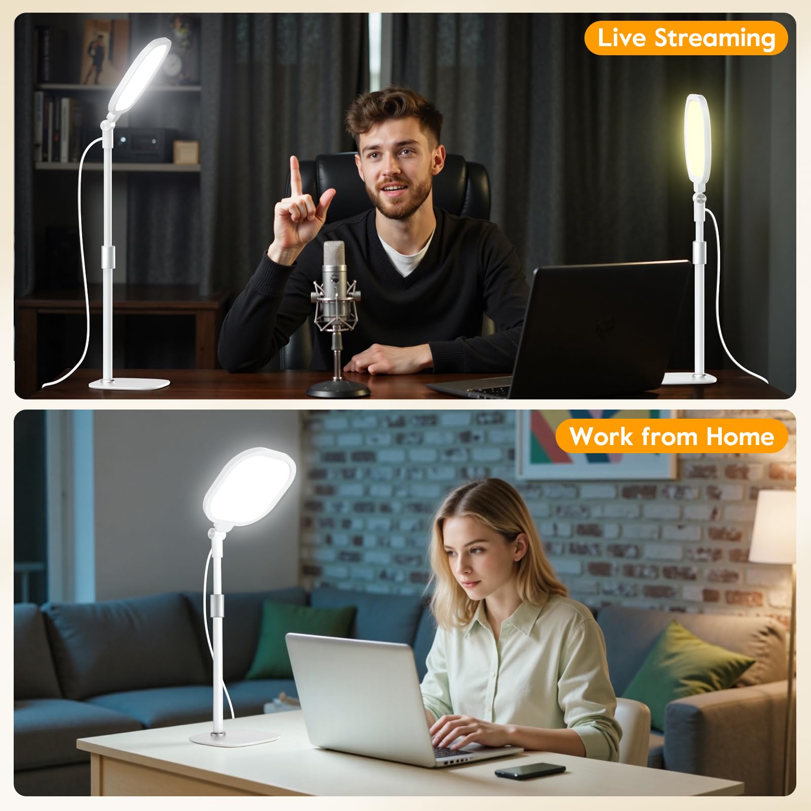 1 Paquete de iluminación de videoconferencia para reuniones de Zoom, Anillo de luz para Escritorio con Soporte Flexible