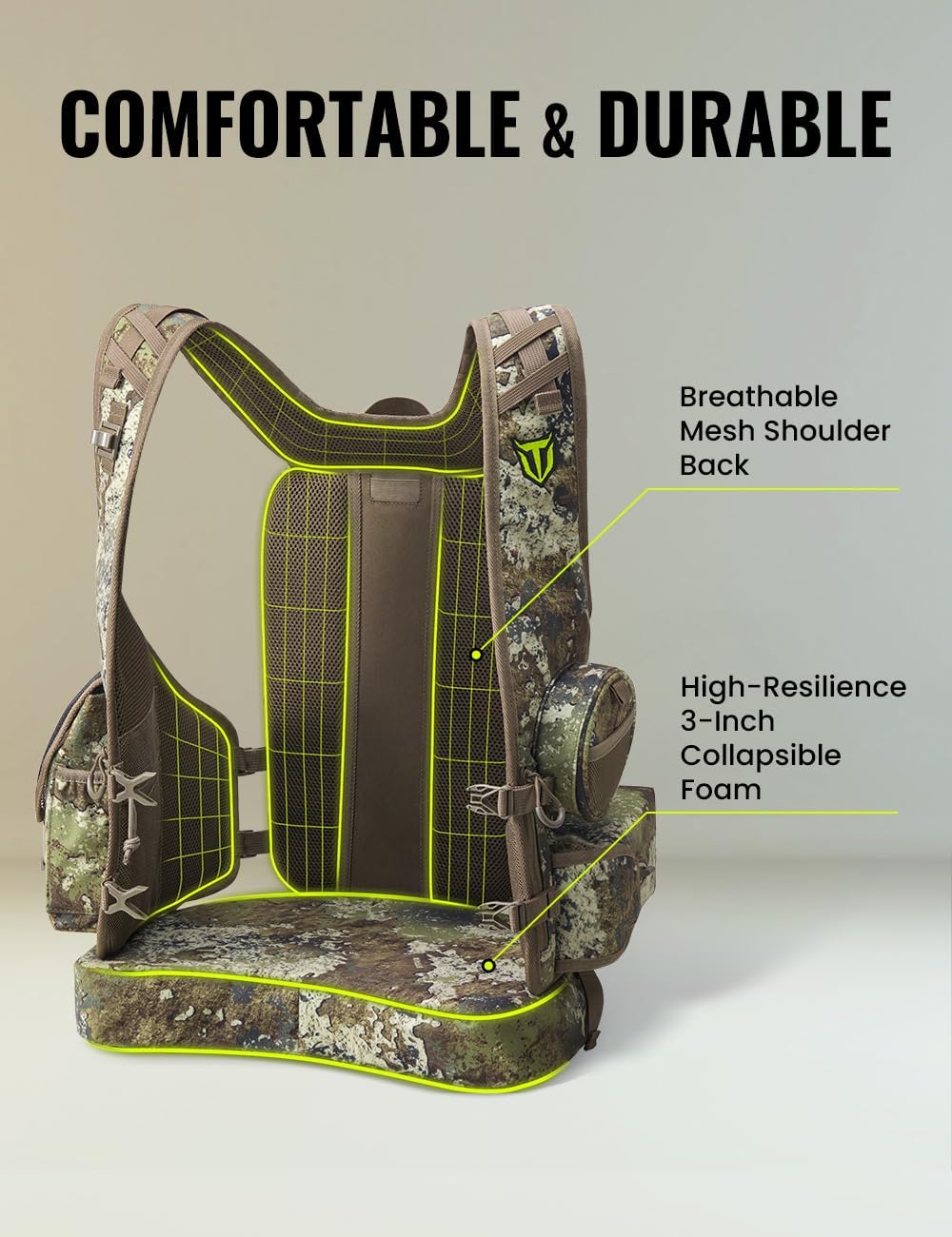 TIDEWE Vest with Seat, Lightweight Vest with Multi-Compartment Storage, Portable Backpack with 11 Adjustable Straps