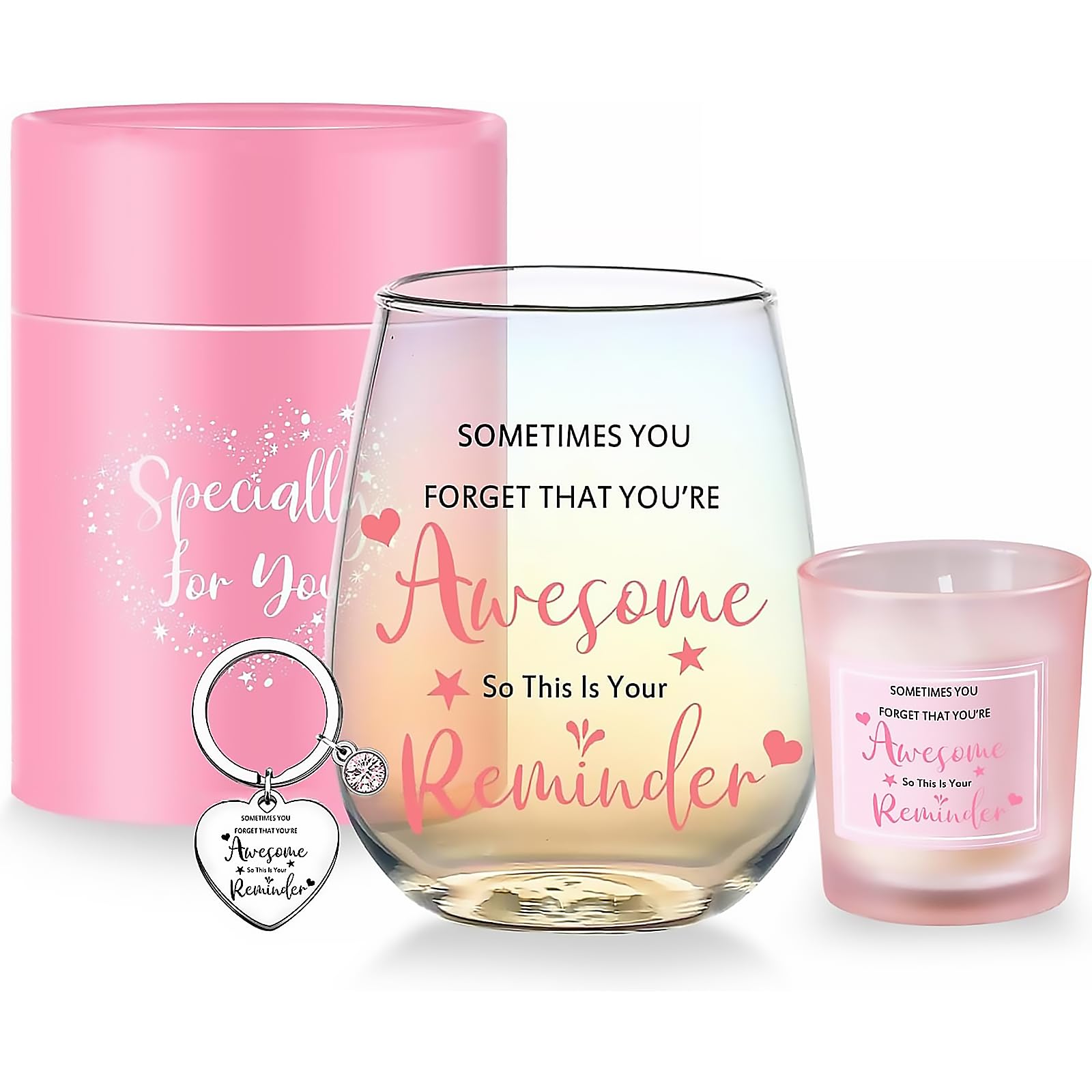 Thank You Gifts for Women Stemless Wine Glasses Presents for Women Personalised Friendship Birthday Gift Leaving Gifts Pamper Gifts for Women Colleagues Bestie Sister for Her 480ml Awesome