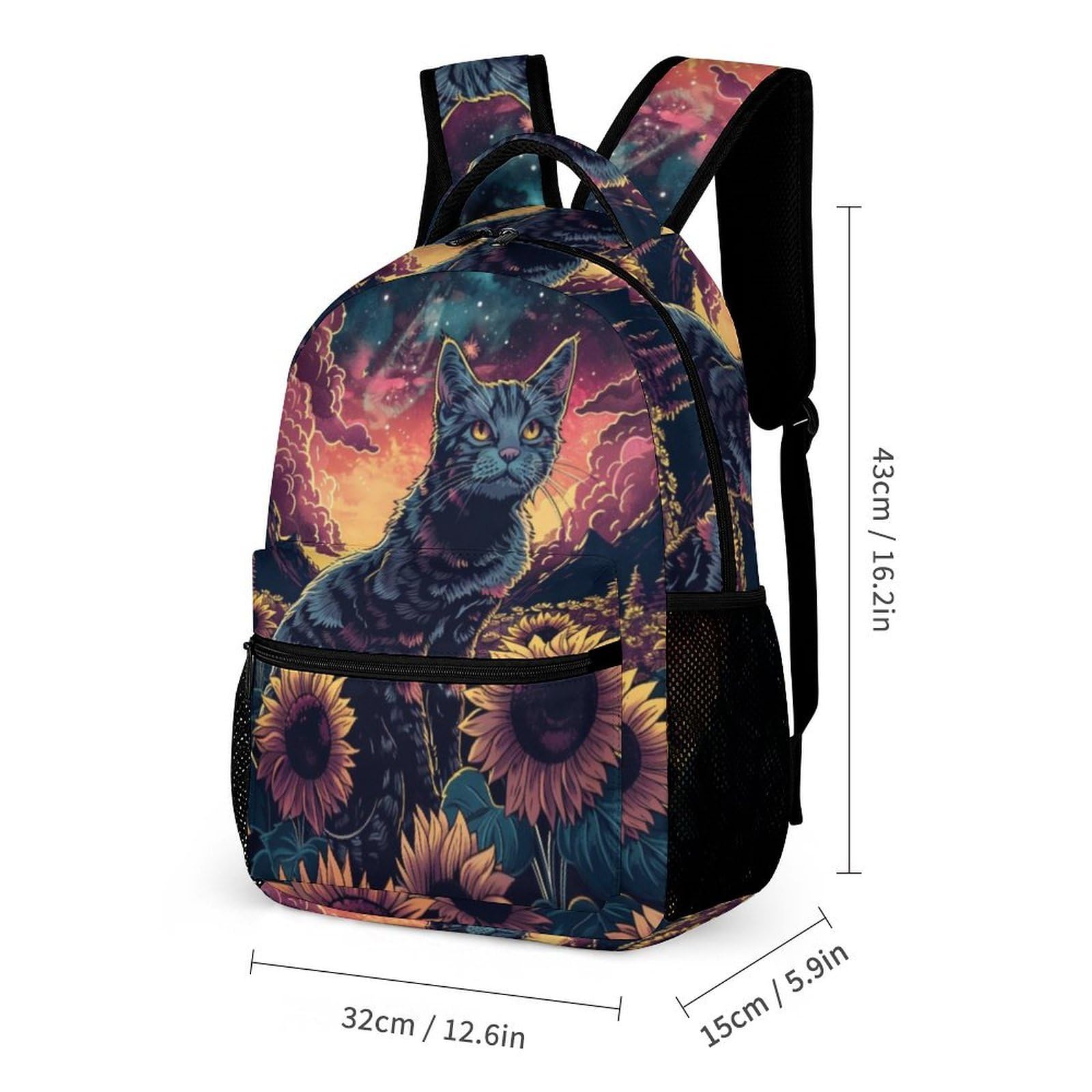 Ensemble Sac d'École Chaton CP CE1 pour Garçon Fille, Cartable Chat avec Sac Déjeuner et Trousse Élèves