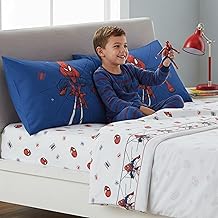 Caleffi Spidey Bed Sheet Set Spider Man Cotton Single Top Sheet 155 x 280 + 1 Pillowcase 50 x 80 + Bottom Sheet with Corner x 90 x 200 cm