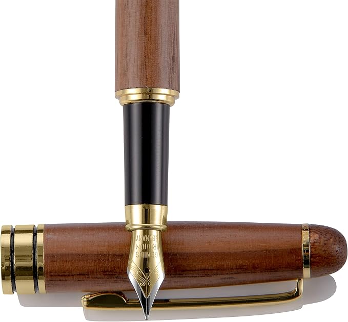 MONAGGIO Fountain Pen - Fancy Pens for Nice Writing and Calligraphy - Luxury Executive Accessories for Journaling - Fine Nib With Refillable Ink Cartridge Converter and Signature Bamboo Wood Case: Buy Online at Best Price in UAE