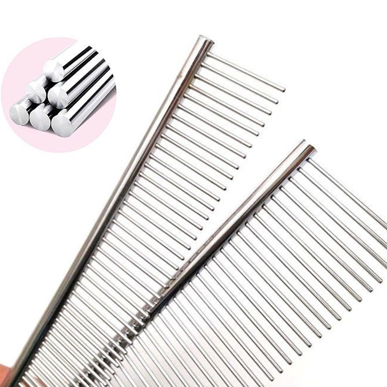 Pet Comb - Metall Hundekamm Zur Fellpflege - Entwirrbürste mit | abgerundeten Zähnen für kurz- und langhaarige Hunde und Katzen zur täglichen Reinigung Pflege für zu Hause, unterwegs