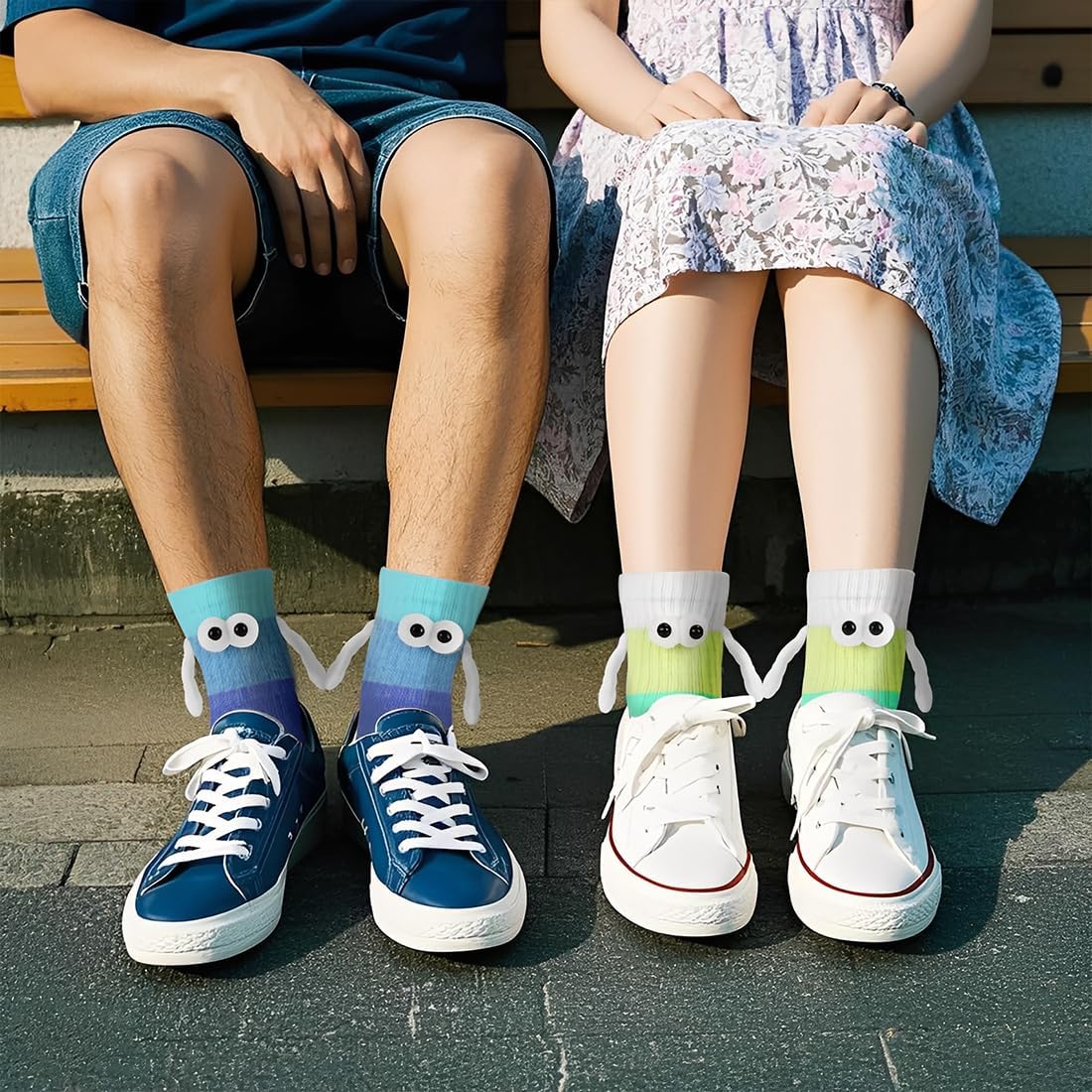 2 Pairs Magnetic Couple Socks with Hands Magnetic Suction Cup Wrist Cute Medium Tube Gifts Unisex Friends image 3