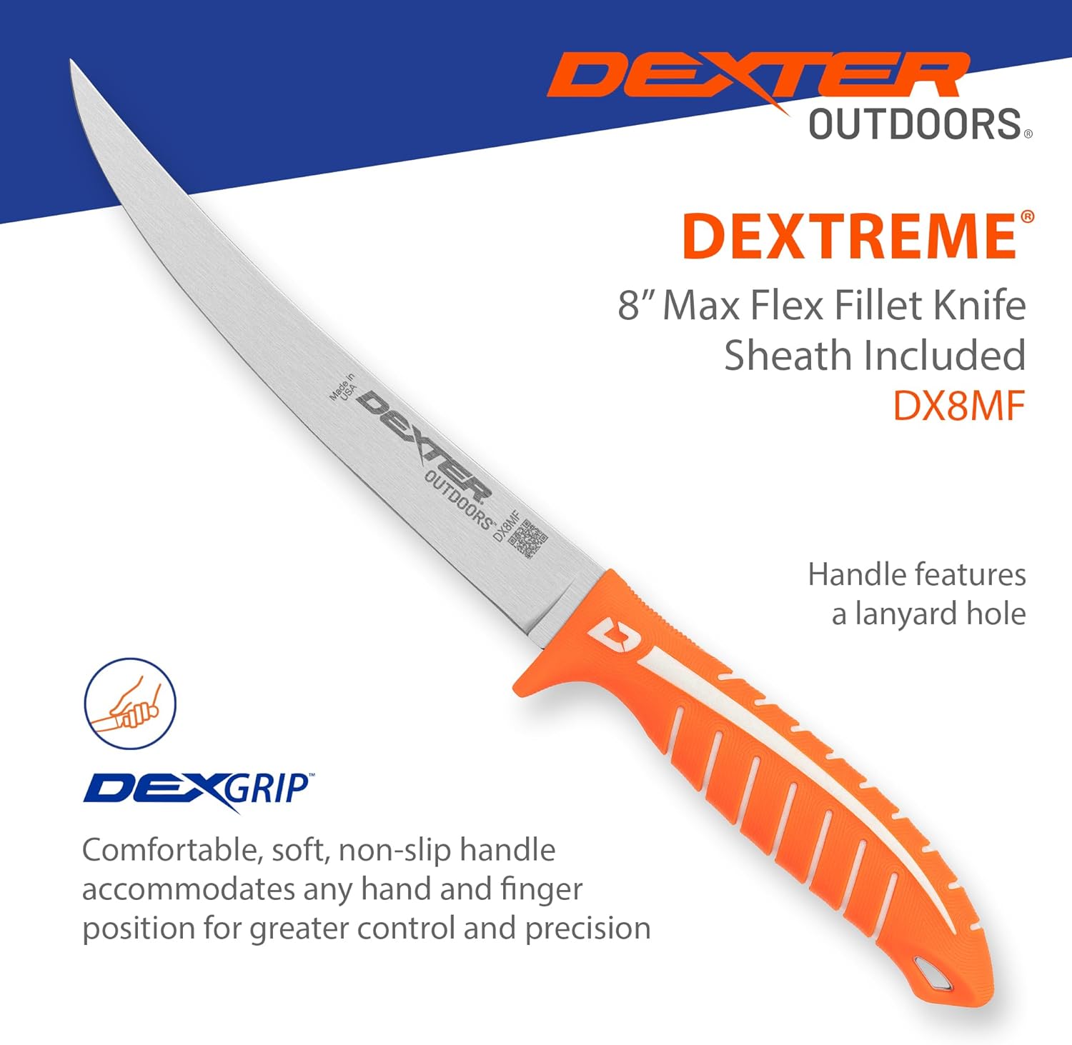 Dexter Outdoors Dextreme Single Edge 8" Max Flex Fillet Knife | Includes Sheath
