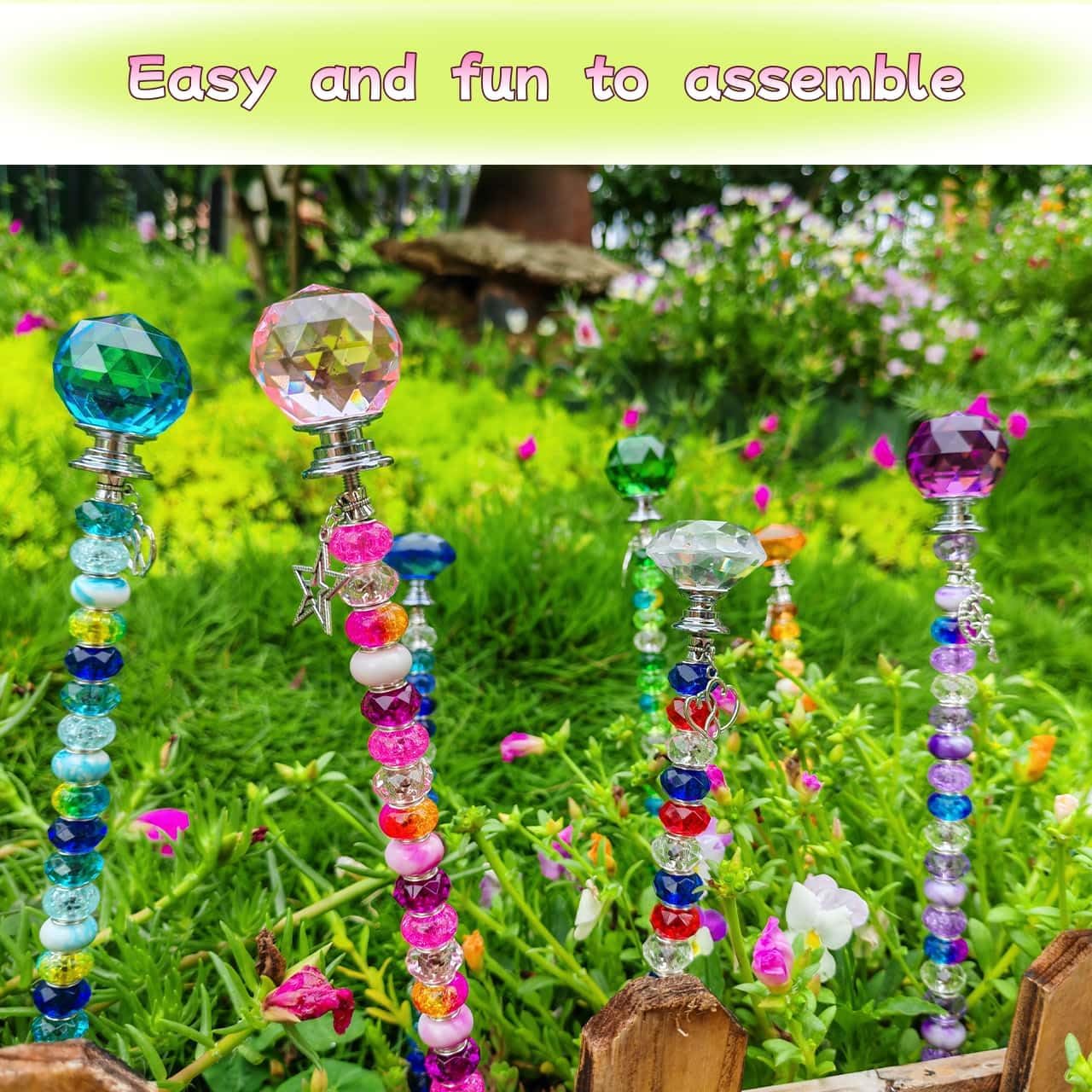 320 Pcs Beadable Items - DIY 10&12 Inch Fairy Wand Beaded Garden Stakes Decorative Kit, Fairy Garden Accessories Outdoor Kit for Different Festivals