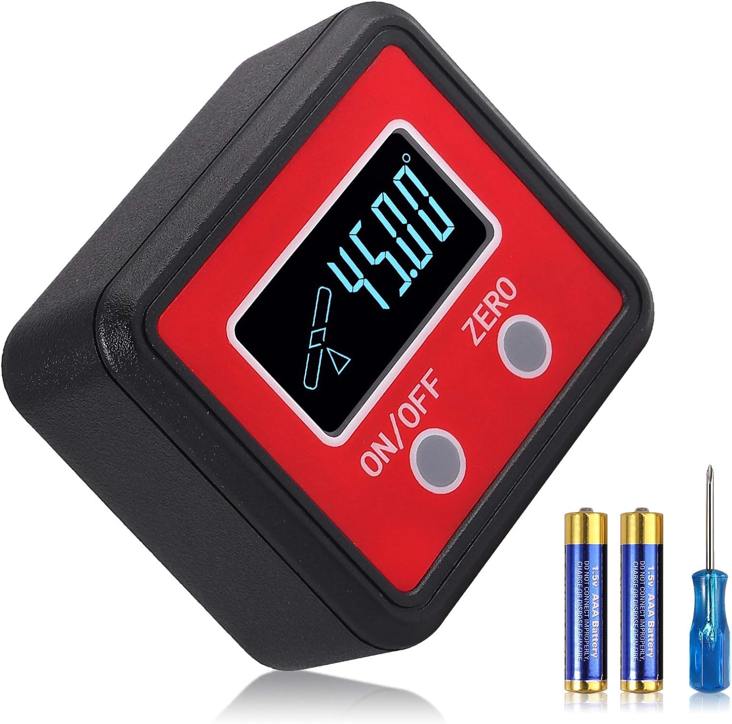 Neoteck Digital Angle Finder, Backlight Angle Gauge with V-Groove Magnetic for Carpentry Building Masonry Automobile DIY- Red : Industrial & Scientific
