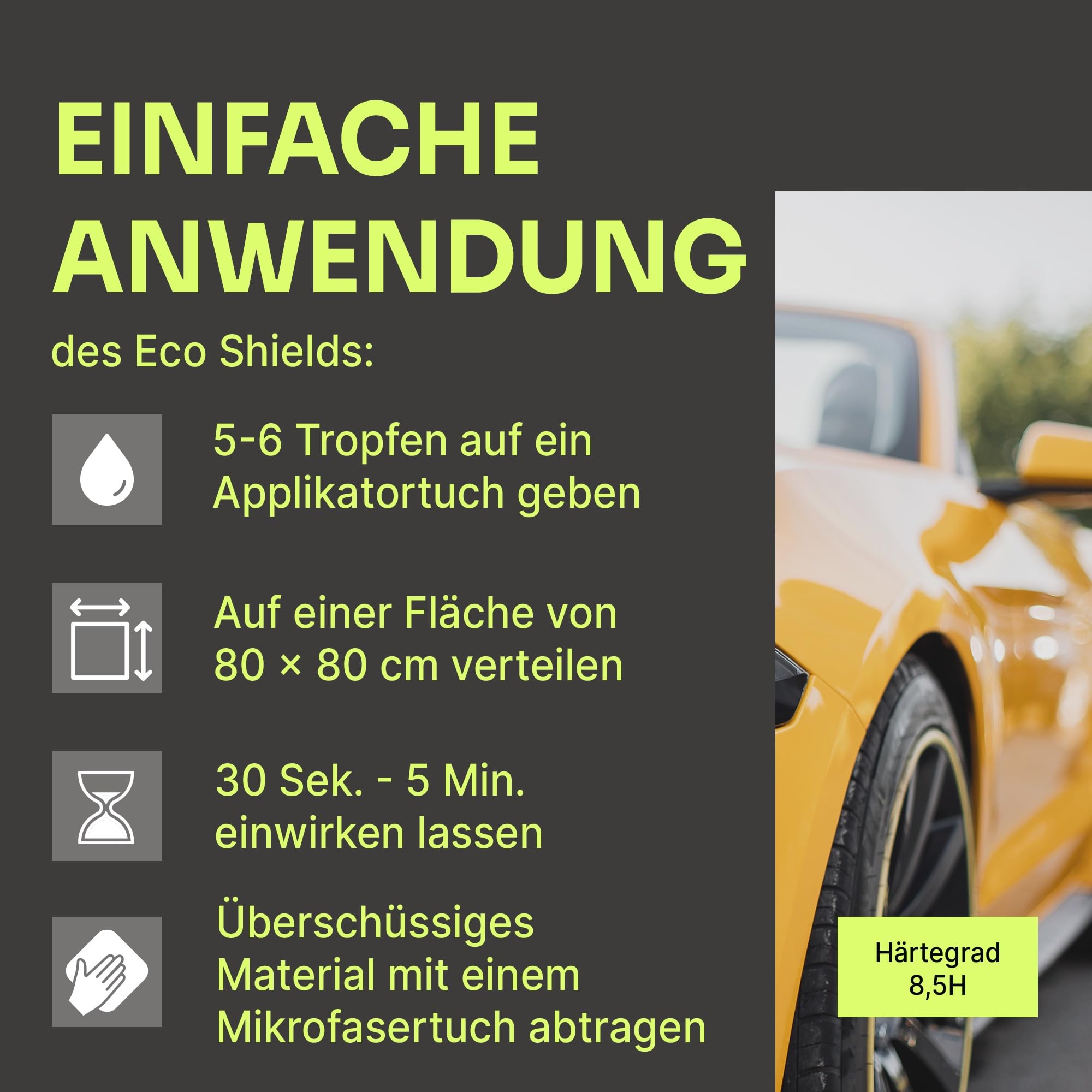 Keramikversiegulung Auto Eco Shield - Lackversiegelung Auto - Effektive Autopflege - Ceramic Coating Für Ihr Auto - erzeugt Tiefenglanz - Ceramic Versiegelung Auto - Kratzfest- 50 ml