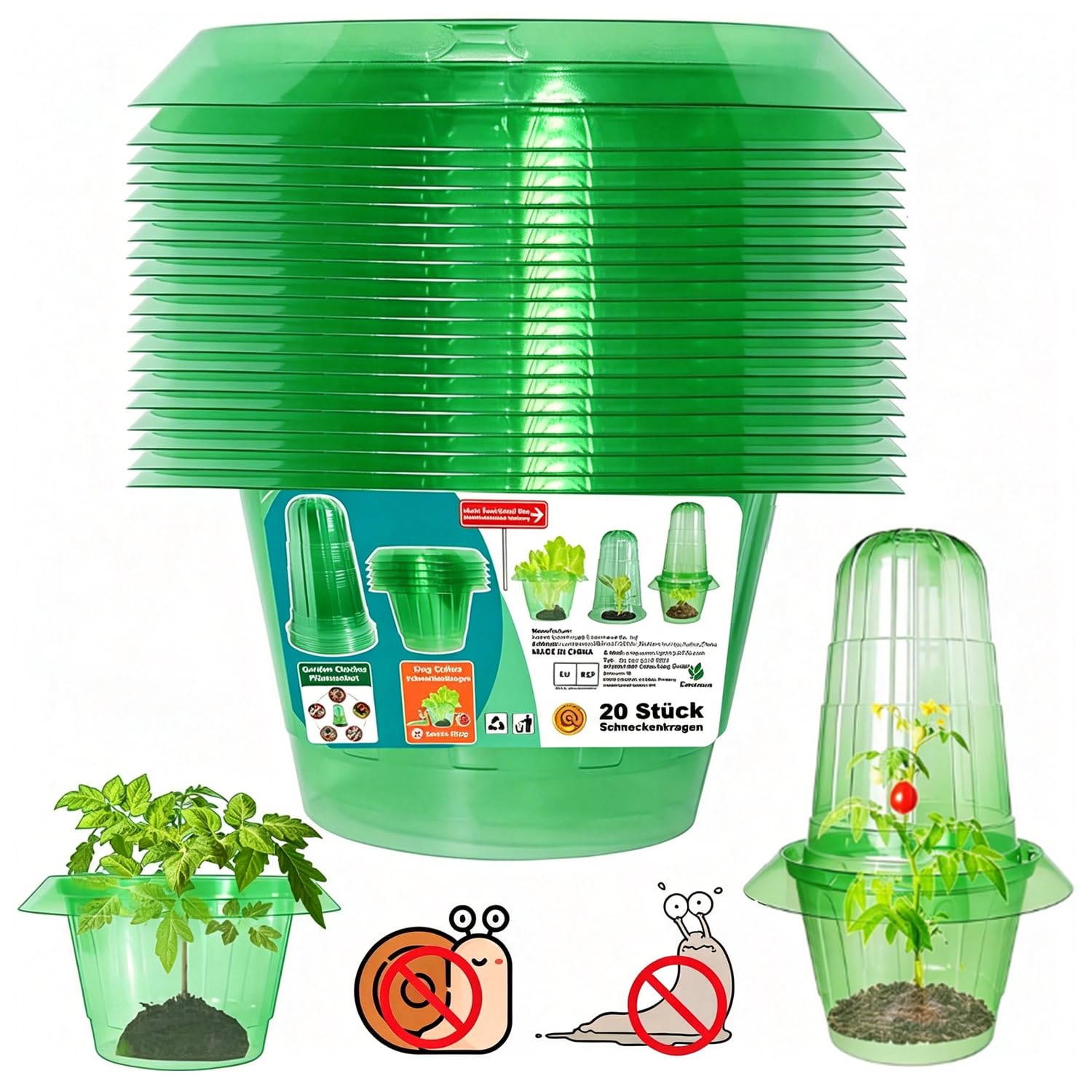 Emyimom 20 Stücke Schneckenschutzring, Der Neueste Schneckenkragen, Bietet Effektiven Schutz vor Schnecken für Ihre Salatpflanzen und Tomaten.（Enthält Keine Pflanzenhut）