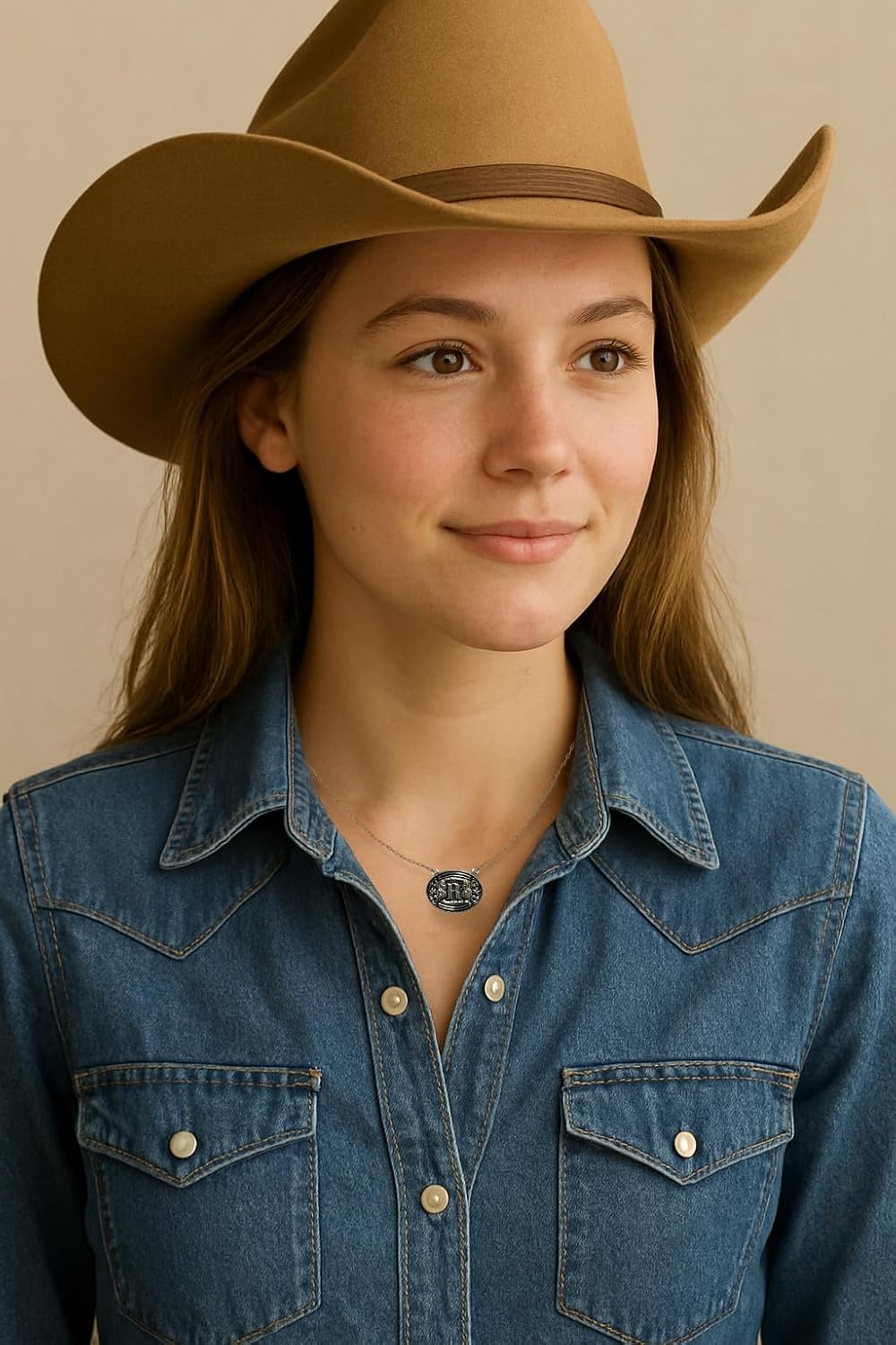 Western Oval Initial Necklace – 925 Sterling Silver Belt Buckle Pendant, 19-Inch Chain, Vintage Cowboy Style Personalized Jewelry for Women - Image 3