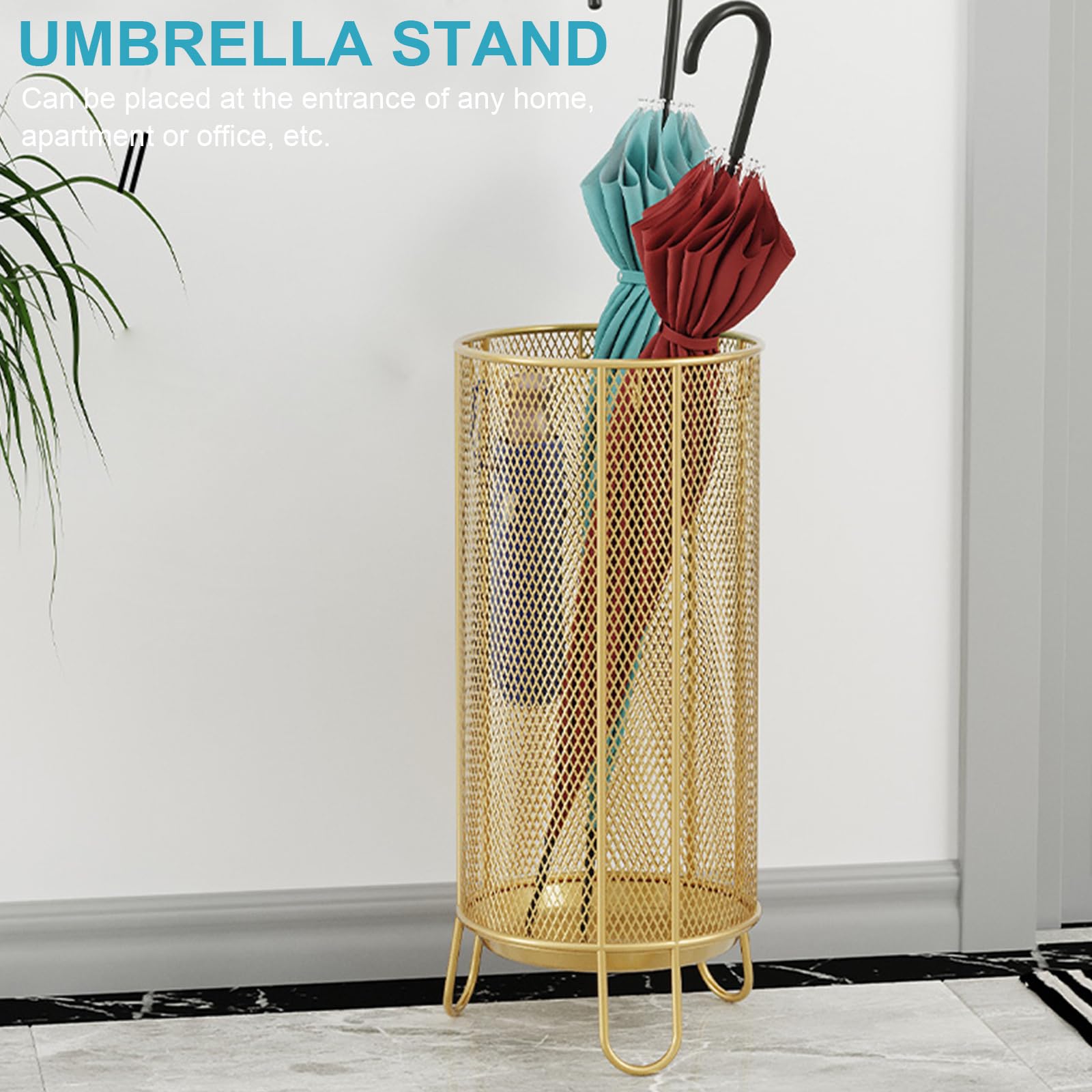 LIFKOME Portaombrelli per Canne Bastoni da Passeggio Ombrelli Portaombrelli in Metallo per La Decorazione 'home Office Free Stand Nero 54X21. 5X21. 5 Cm