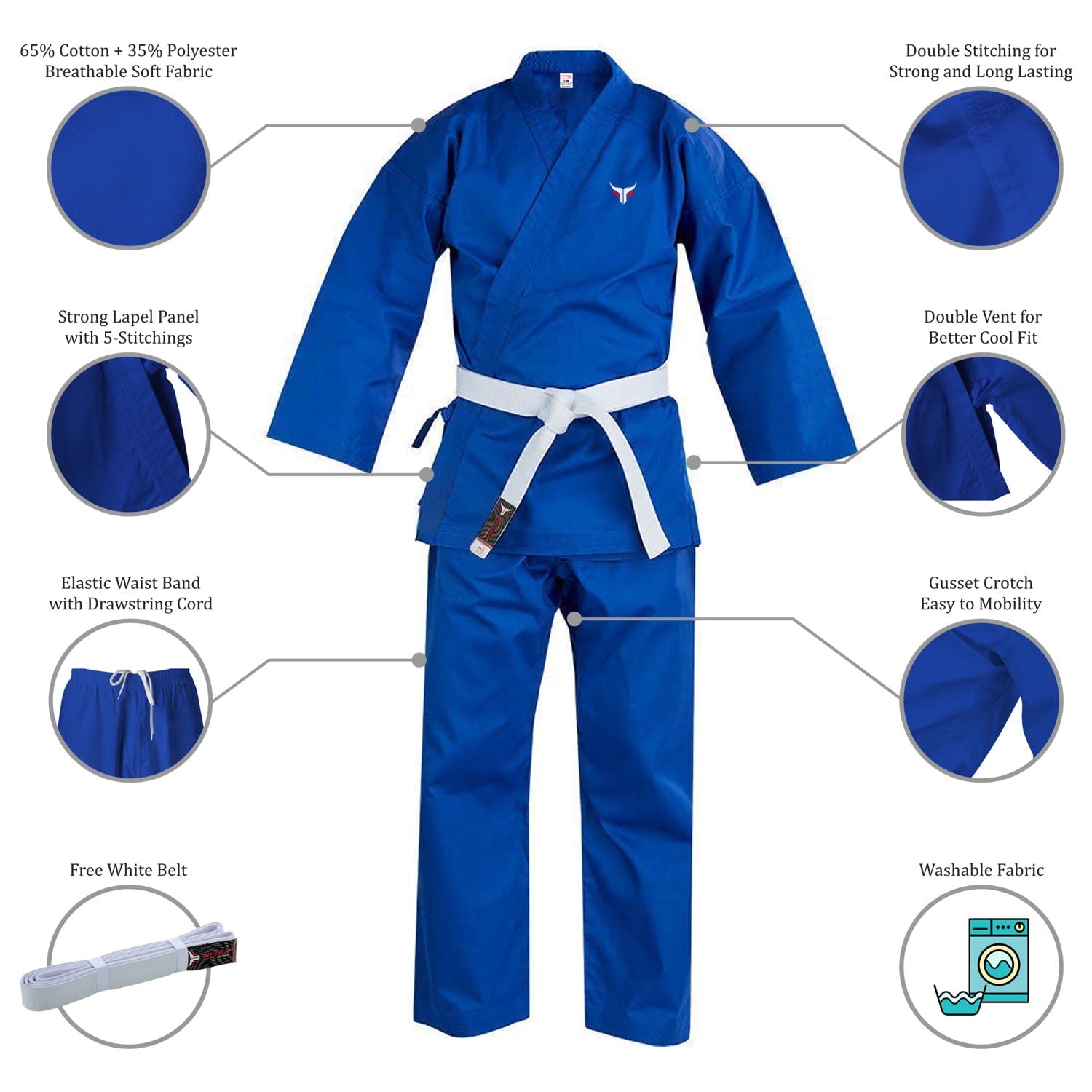 Mytra Fusion Karate Suit Uniform w wielu rozmiarach i kolorach, ultralekki strój do karate dla mężczyzn, kobiet i dzieci