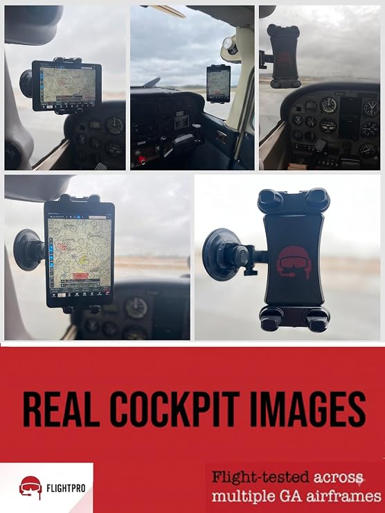 Airplane Tablet Holder for Pilots - Multi-Angle Display Suction Cup Mount, ProAviator Aircraft Phone Holder for iPad mini, iPad Pro 13 12.9 11, Galaxy Tab, iPhone, 4-13