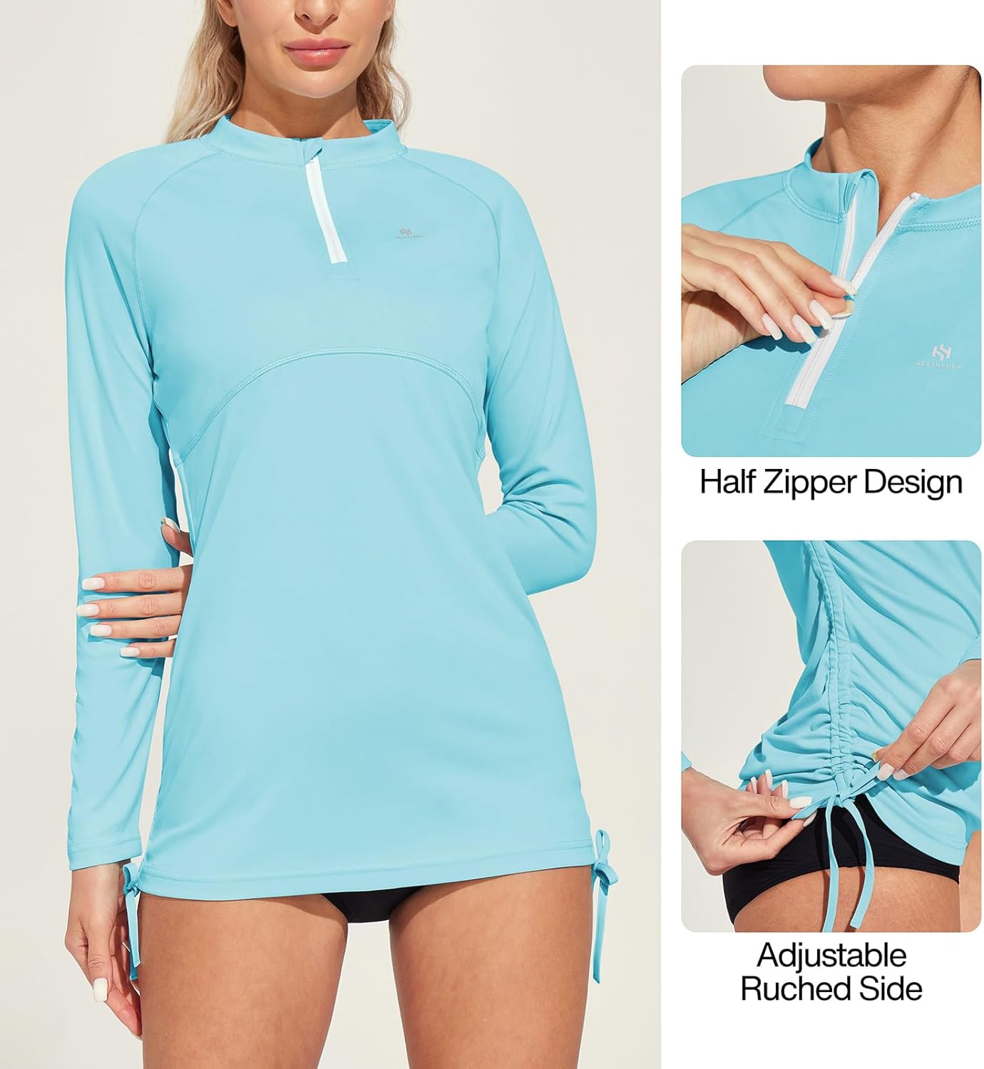 Heathyoga Rash Guard for Women UPF 50+ UV Sun Protection Swim Shirt for Woman Long Sleeve Swimsuits Bathing Suit Tops - Image 5
