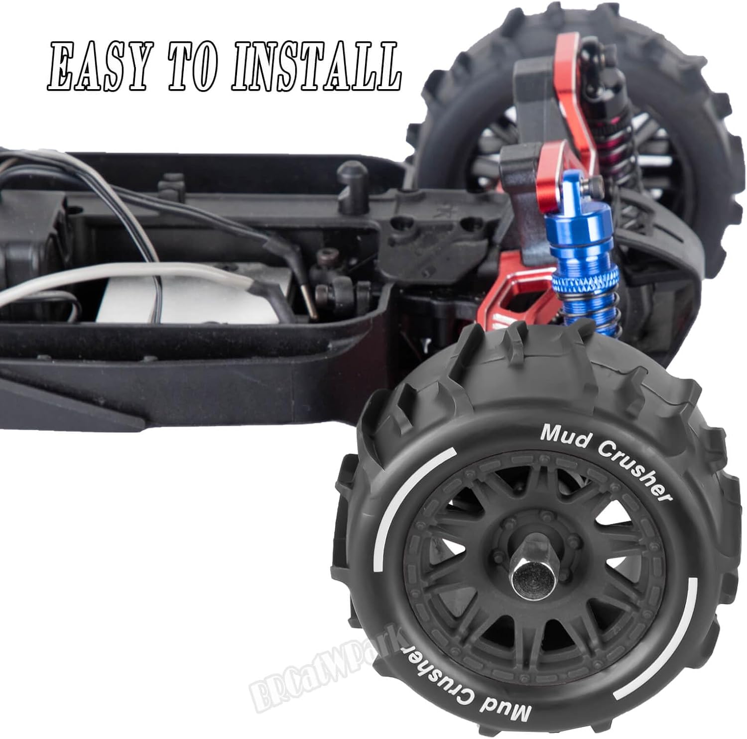 12mm Hex RC Wheel Tires for 1/18 Granite/ 1/18 Typhon RC Monster Truck Car,4Pcs RC Drift Truck Wheels and Tires for 1/18 Granite/Typhon,Hard Plastic Wheels & Rubber Tires,Black