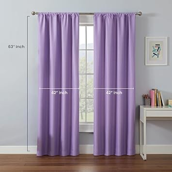 ECLIPSE Kendall Modern Blackout Thermal Rod Pocket Window Curtain for Bedroom or Living Room (1 Panel), 42 x 63, Light Purple
