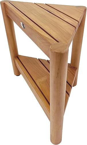 Asta Select - Taburete de ducha de esquina de teca maciza, taburete de madera de teca Poratble para spaduchainteriorexterior con estante de disponible en Yaxa Peru
