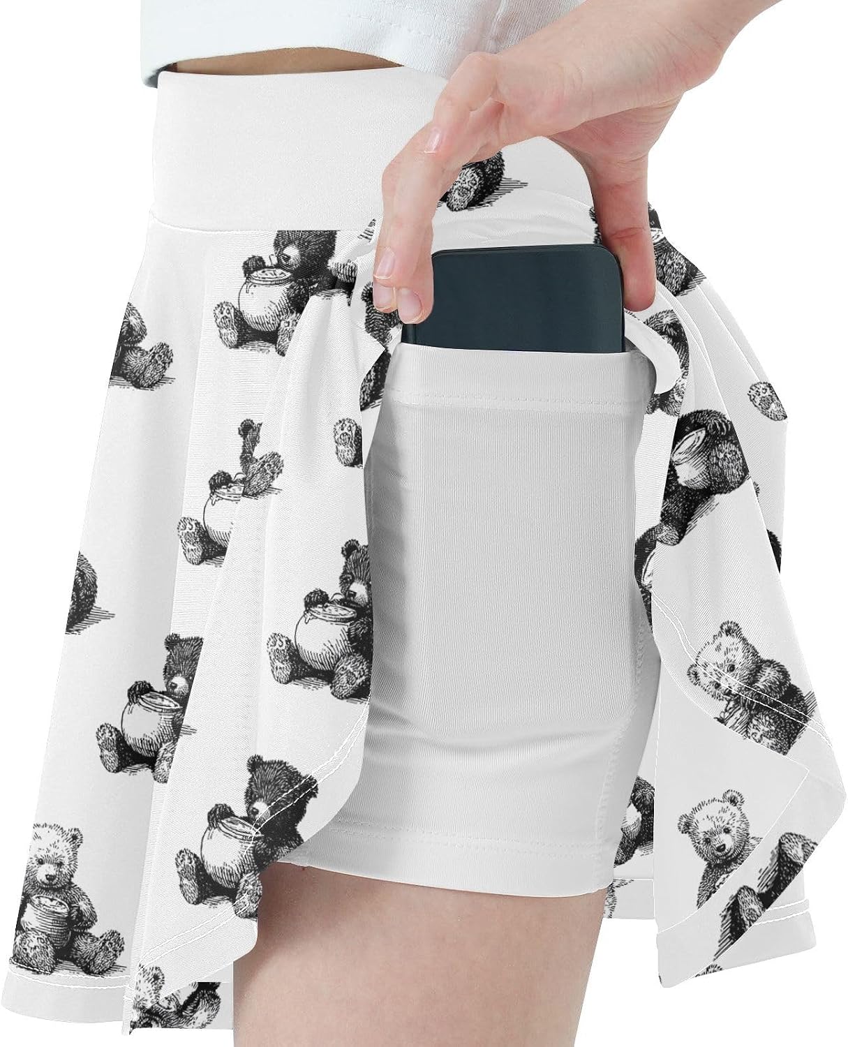 visesunny Pencil Fluffy Bear Girl's Golf Skirt Athletic Tennis Skort Sport Activewear with Double Layer Pockets