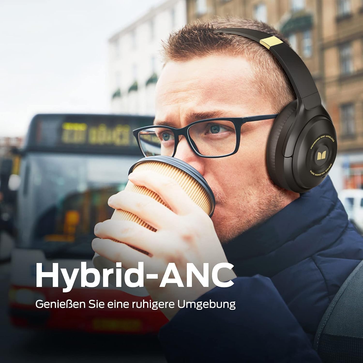 Monster Persona Noise Cancelling Headphones Wireless, Bluetooth Headphones Over Ear, Wireless Headphones Hi-Fi Audio Deep Bass,Quick Charge 30H Playtime, Memory Foam Ear Cups, for Travel, Home Office - Image 2