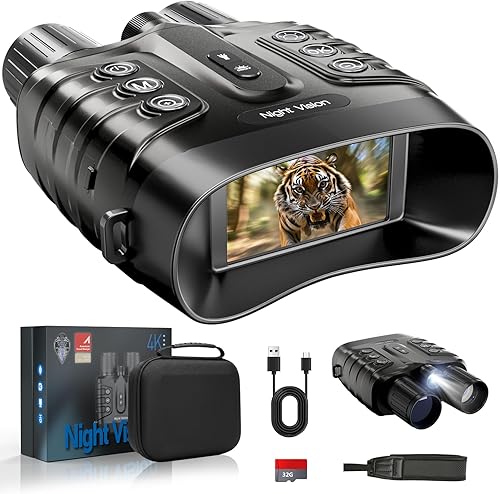 Binoculares de visión nocturna, gafas de visión nocturna a todo color 4K de 10000 mAh, zoom digital de 48 MP 8X de 1968 pies, visión nocturna