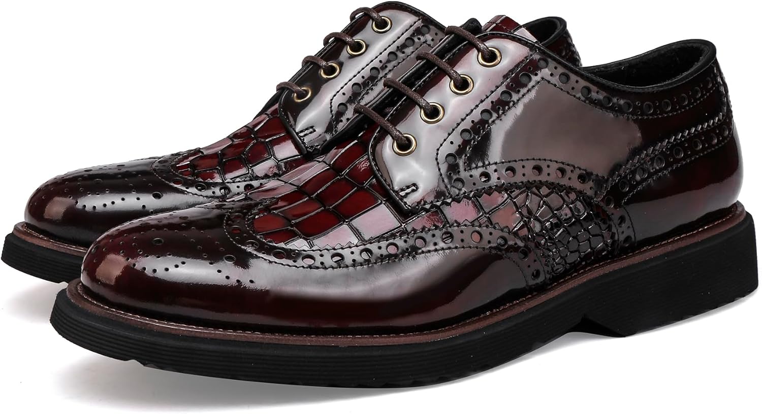 Penny Loafers for Men,Leather Oxfords Business Brogue Shoes, Crocodile Pattern - Image 2