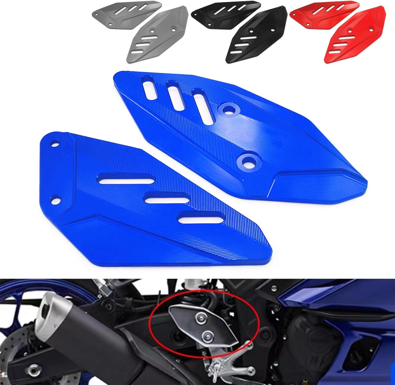 HEINMO Motorcycle Aluminum Foot Peg Footrest Foot Pedal Rests Heel Guard Cover Protector For Yama' YZF R3 MT03 MT-03 2015-2021 2022 2023 (Red)