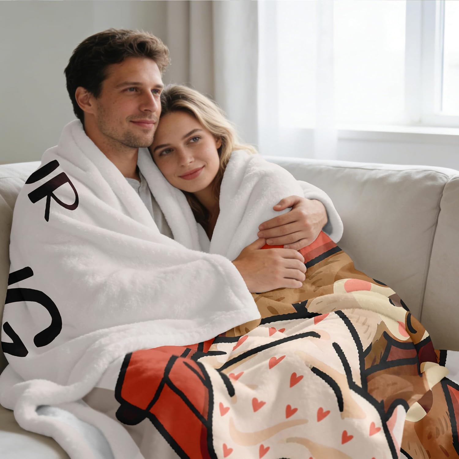 Lcobion Valentine Anniversary Couples Gifts, Gifts for Him Her Boyfriend Girlfriend Husband Wife Men Women, Birthday Anniversary Wedding Engagement Gifts for Couples, Funny Cuddling Blanket 50" X 60" - Image 2