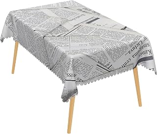 60x102 Inch Vintage Newspaper Linen Table Cloth Rectangle Old Historic Newspaper Durable Tablecloths Farmhouse Thickened Washable Table Cover for Kitchen Home Dining Café Party Outdoor
