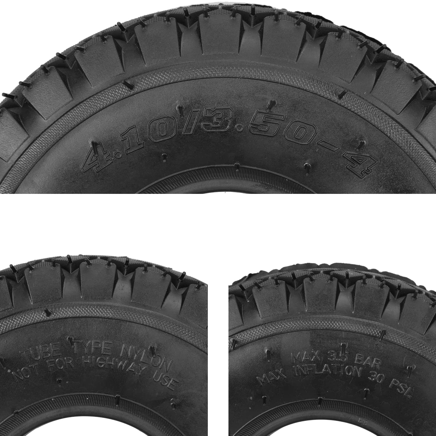 GREHUA Confezione da 2 pneumatici e camere d'aria 4.10/3.50-4 4.10-4 410-4 con valvola piegata di ricambio per tosaerba, carrelli a mano, carriole, carri, rimorchi, Go Cart, generatori, spazzaneve