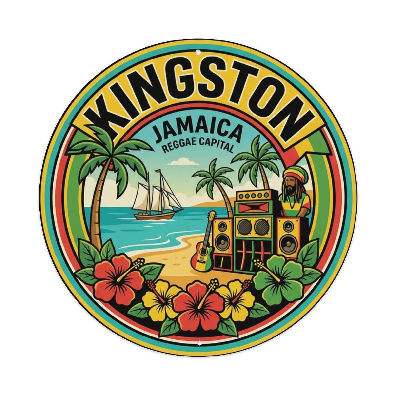 Vintage Travel Jamaica Kingston Metal Tin Sign