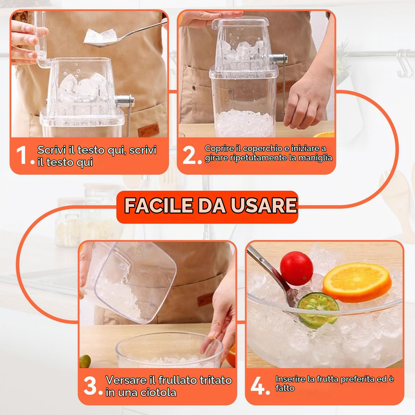Tritaghiaccio Manuale, Manovella Manuale Boilie Tritaghiaccio Kitchen Bar Frullatori di Ghiaccio Esche da Pesca Frantoio con Esca Attrezzatura da Pesca Per Frantumare Esche da Pesca