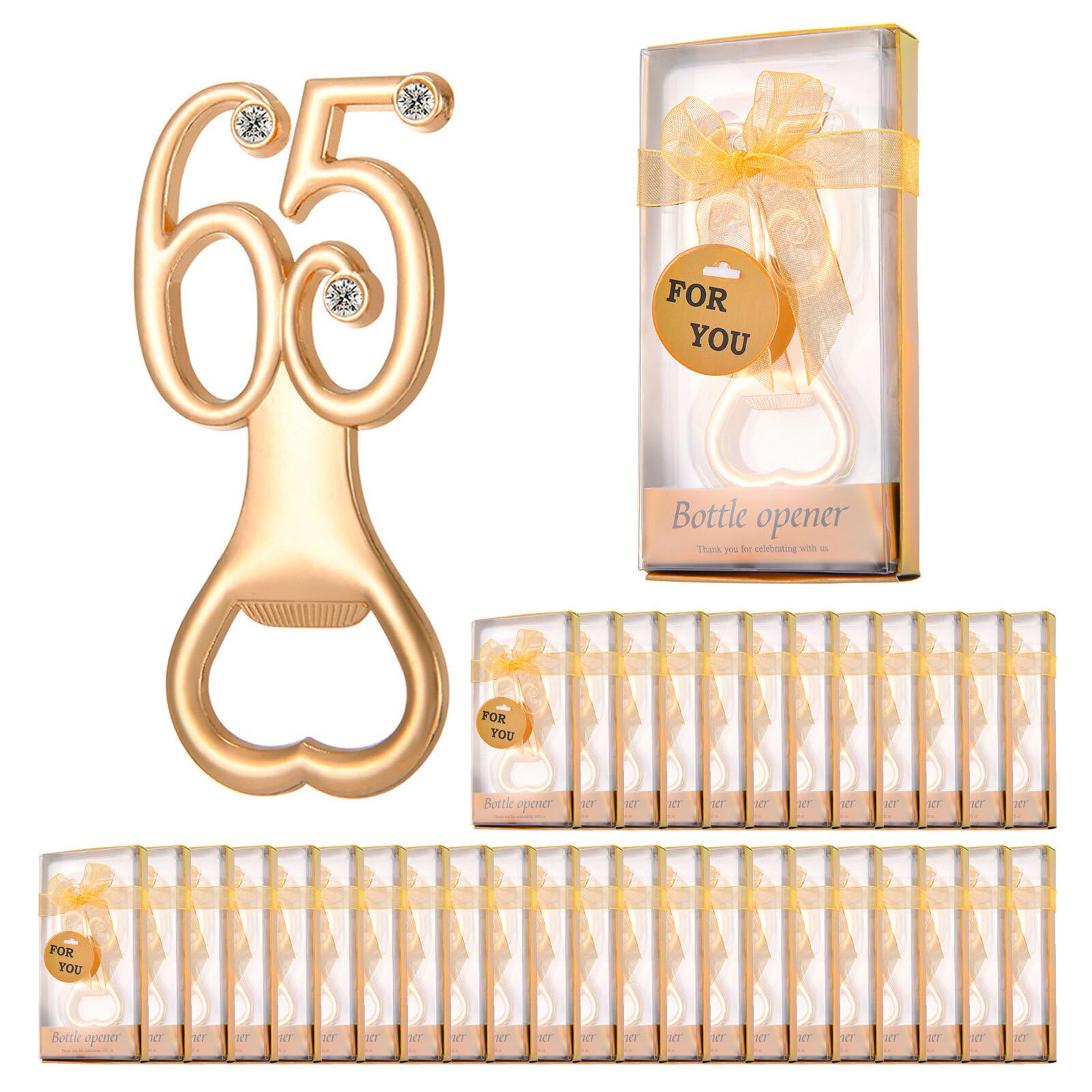 Apribottiglie con Numero Creativo, Apribottiglie con Durezza in Lega di Zinco, Apribottiglie per Birra Piatto Resistente, Apribottiglie in Oro Unico per Regalo di Compleanno, Festa,(Figura65-36 pezzi)