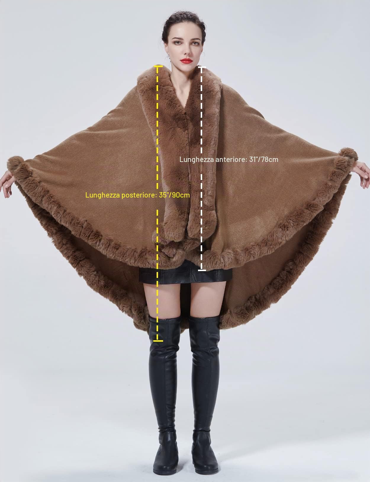 BEAUTELICATE Scialle Pelliccia Sintetica Ecologica Donna Stola Mantello Poncho Cappotto a Maglia Cardigan per Matrimonio Invernale Festa