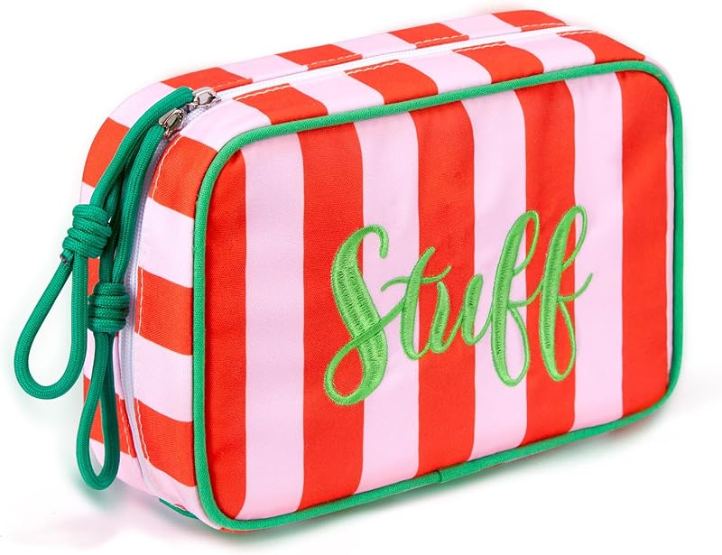 Necessaire COSHAYSOO com zíper, estampa Letter Print e compartimentos, Red Stuff, ELA01002, 1 unidade