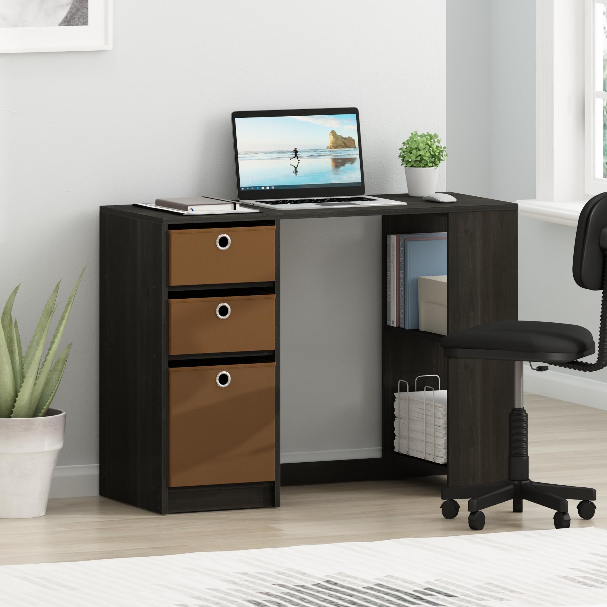 Furinno Bureaux d'Ordinateur, Bois, Expresso, Taille Unique, dense, Marron, One Size