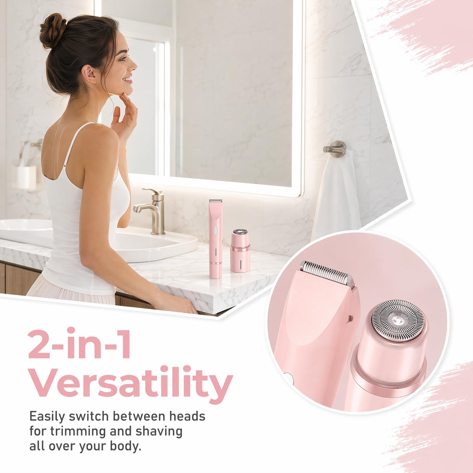 Maquinilla 2 En 1 Para Bikini Ycuerpo Razerly, depiladora razerly maquinilla mujer, Afeitadora eléctrica apta para zonas íntimas, axilas, piernas y piel sensible (1 PC)