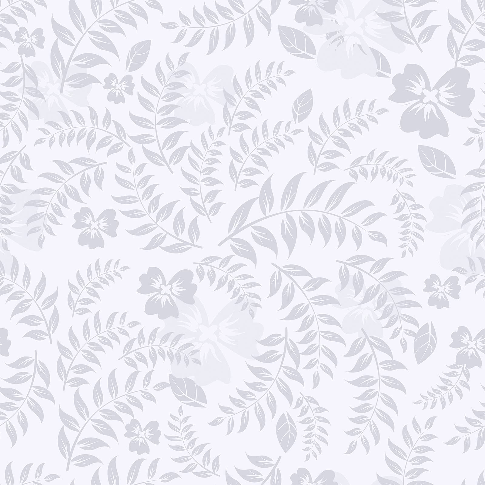 VEELIKE Papel Pintado Hojas Blanco 44.5cm×900cm Papel Autoadhesivo Pared Flores Gris Blanca Vintage Papel Tapiz Floral Murales Decorativos Pared Habitacion Papel Forrar Mueble Dormitorio Baño Salon