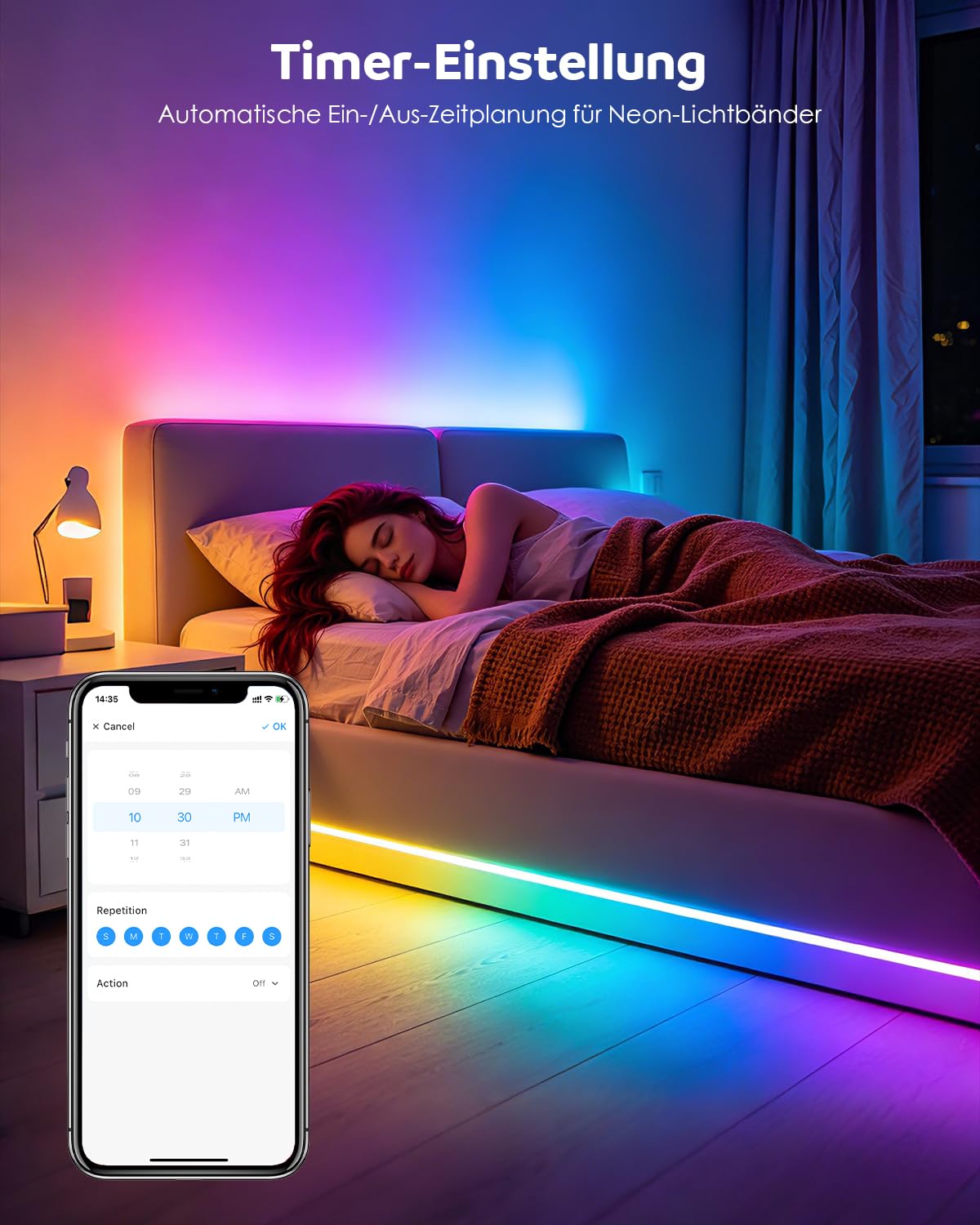 Aclorol Tira de luces LED RGB IC de 5 m, 24 V, 300 ledes, superbrillante, flexible, con sincronización de música, IP65, resistente al agua, incluye fuente de alimentación de la UE, mando a distancia