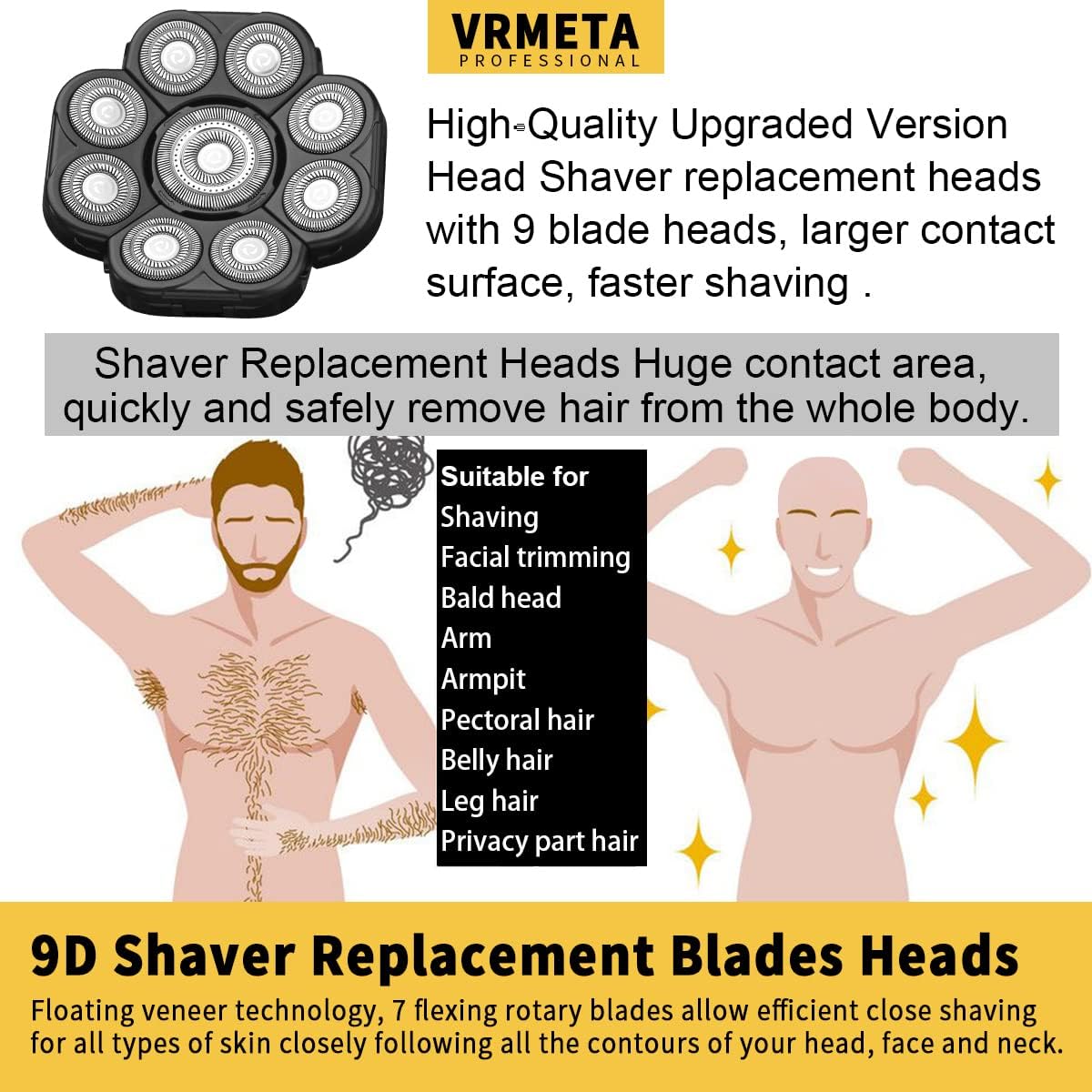 Upgraded Version 9 Blades Electric Razor Shaver Heads - Image 2