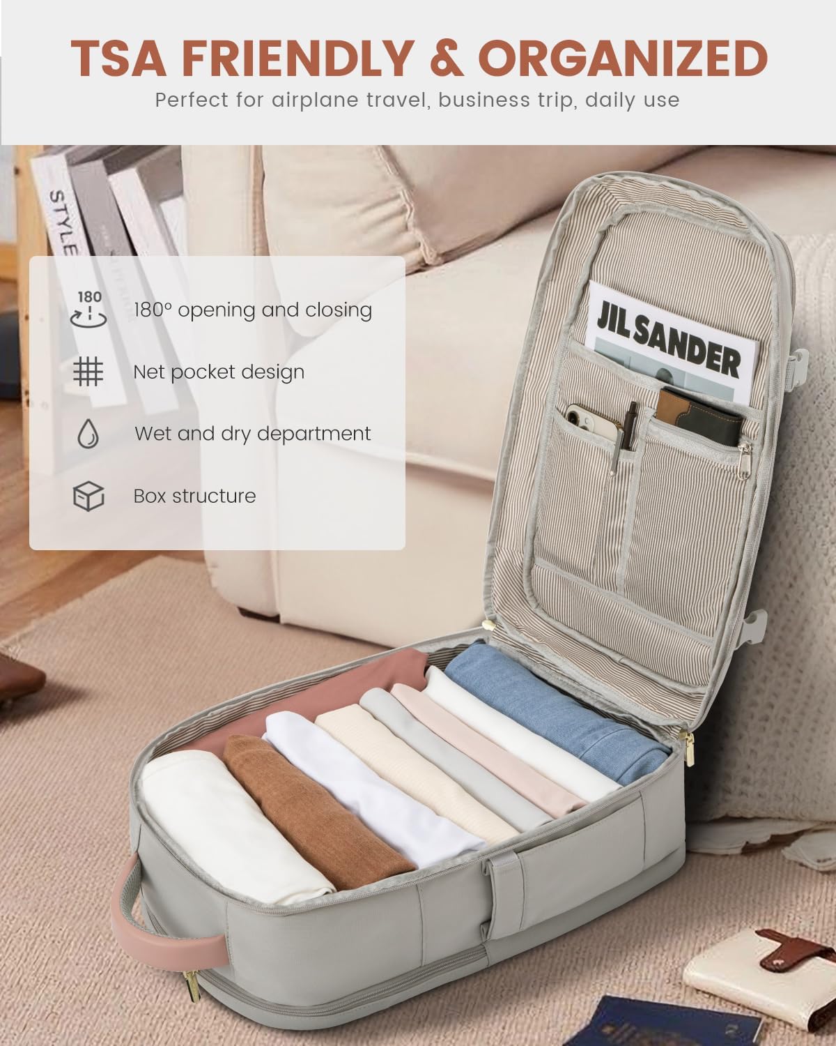 LOVEVOOK Travel Backpack For Women Flight Approved, 40L Carry On Backpack, Personal Item Travel Bag for Airplanes, Business Weekender Fit 17 Inch Laptop, Waterproof Overnight Daypack with 2 Cubes