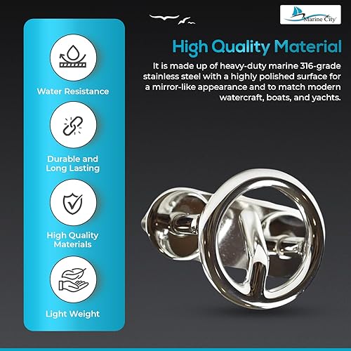 Miniatura 3 de MARINE CITY Mount Ski Tow Hooks  316 Stainless Steel, Mirror-Polished Finish, Corrosion-Resistant  2-12 Ring Diameter, for Boats, Marines, Yachts,