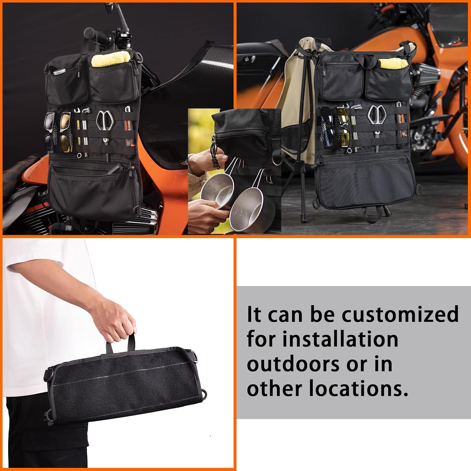 Tour Pack Lid Organizer Bag Multifunction Tool Luggage Storage Bag, Compatible with Touring Road Glide Road King Electra Glide Street Glide Travel-Paks, Black, WXNB000-BK