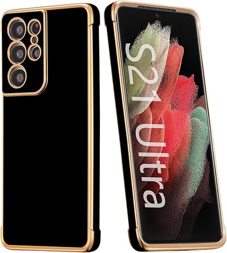 Miniatura 7 de RALEAVO Funda para Samsung Galaxy S21 Ultra, cubierta de lujo con revestimiento de lujo, delgada, ligera, brillante, carcasa para teléfono, TPU