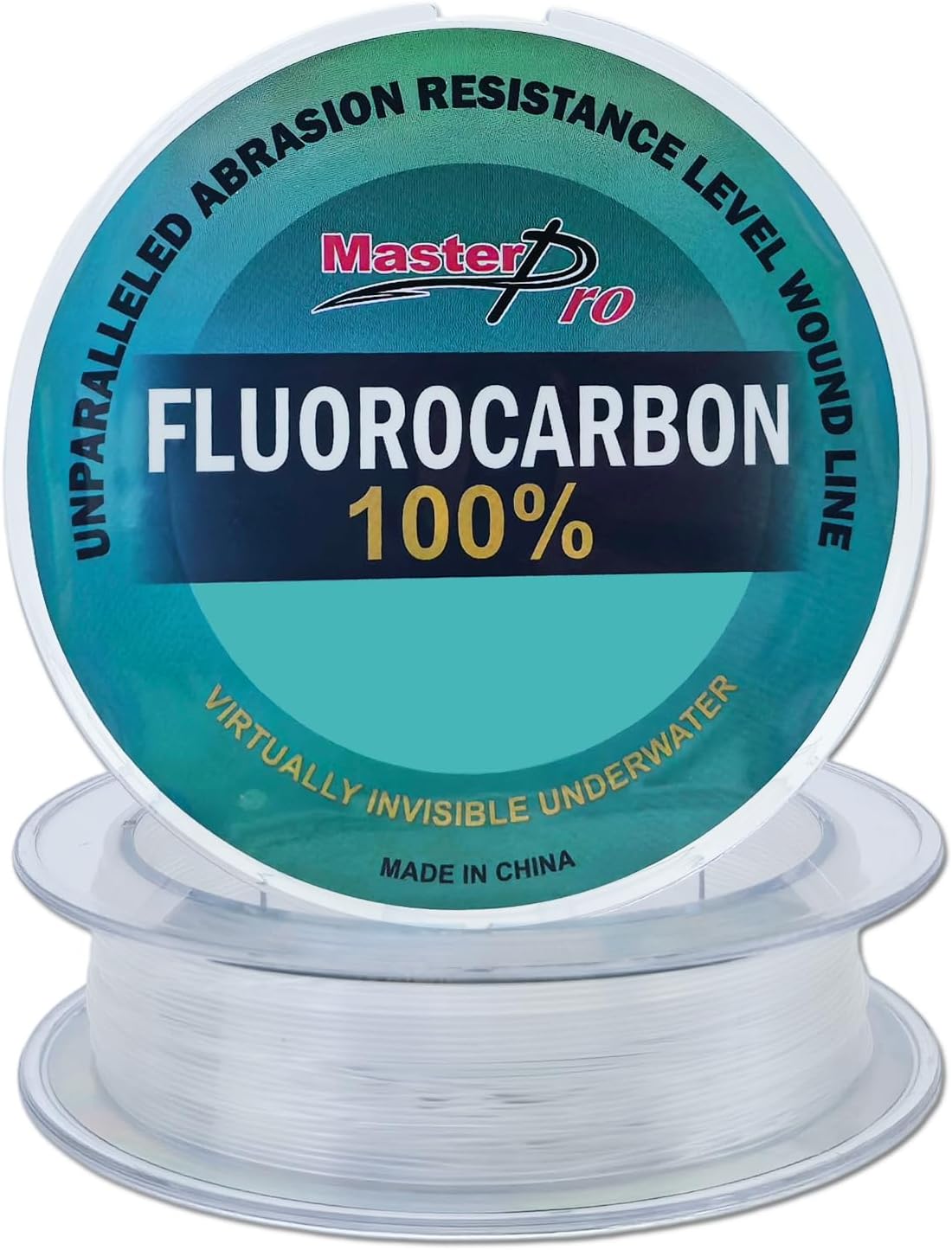 MASTERPRO 100% Fluorocarbon Coated Fishing Line, 10lb 15lb 20lb 25lb 30lb 40lb 50lb 80lb 100lb, Clear, 50m/roll, Strong & Tough Fast Sinking Fishing Leader for Freshwater and Saltwater