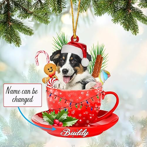 Miniatura 8 de Cream Shih Tzu - Adorno acrílico personalizado para perro en taza, adorno de Navidad personalizado para perro 2023, decoración de árbol para perros,