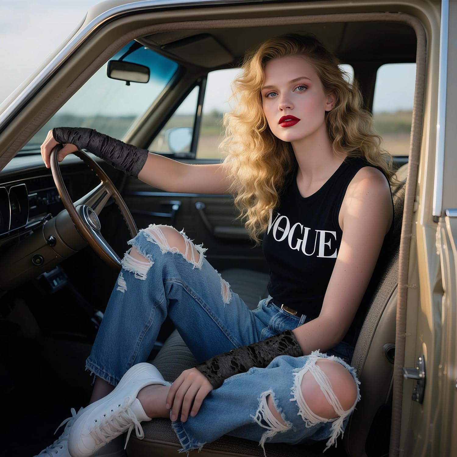 2 Pairs Punk Fingerless Gloves Broken Slit Arm Warmers Ripped Gothic Gloves for Women Men Goth Rock Halloween Costume - Image 6