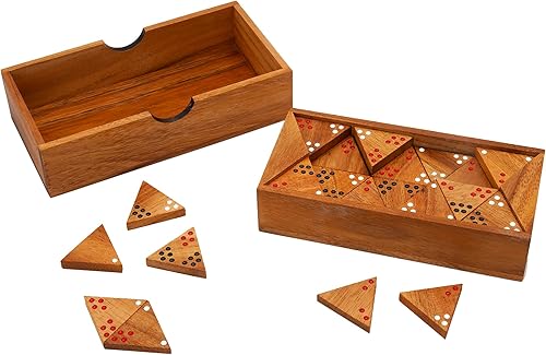 Miniatura 8 de BSIRI Juego de dominó triangular de madera, juego de azulejos triangulares, estrategia para adultos y niños, juegos de mesa clásicos de dominó y