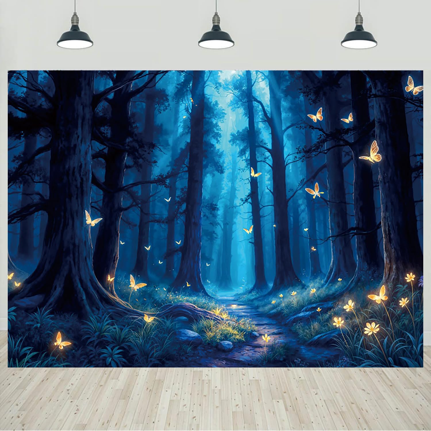 8x6ft Spring Enchanted Forest Backdrop Fairy Tale Magic Forest Fantasy Wonderland Butterfly Photography Background Kids Girls Birthday Party