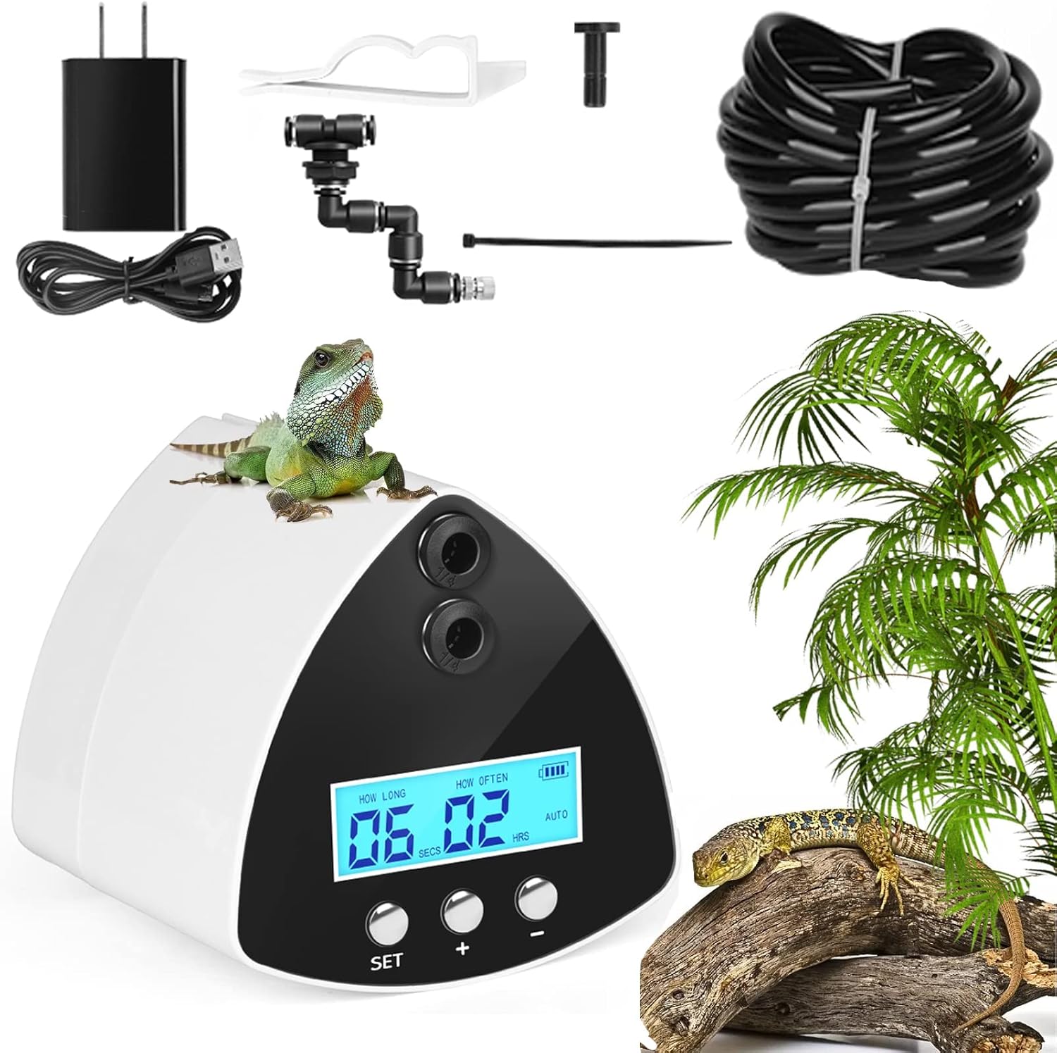 DAOTAILI Reptile Misting System, Automatic Intelligent Reptile Humidifiers with 3 PCS Spray